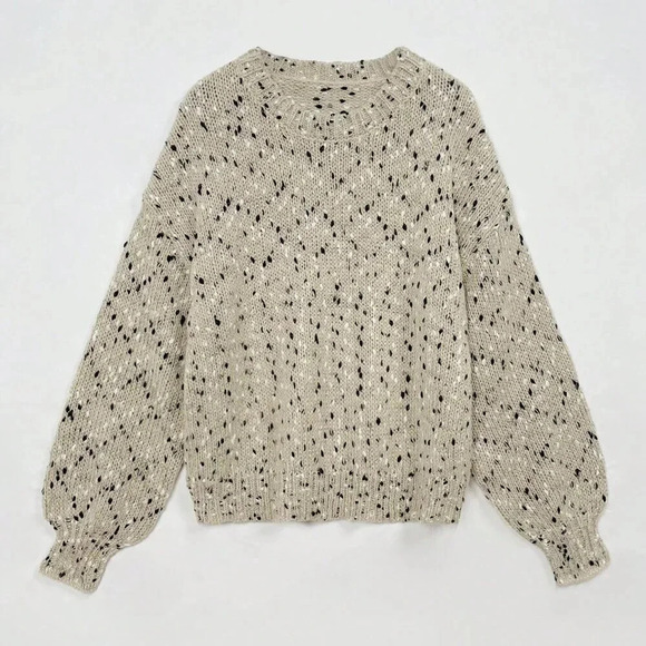 Multicolor Casual Women's Marled Knit Drop Shoulder Sweater - Picture 3 of 6